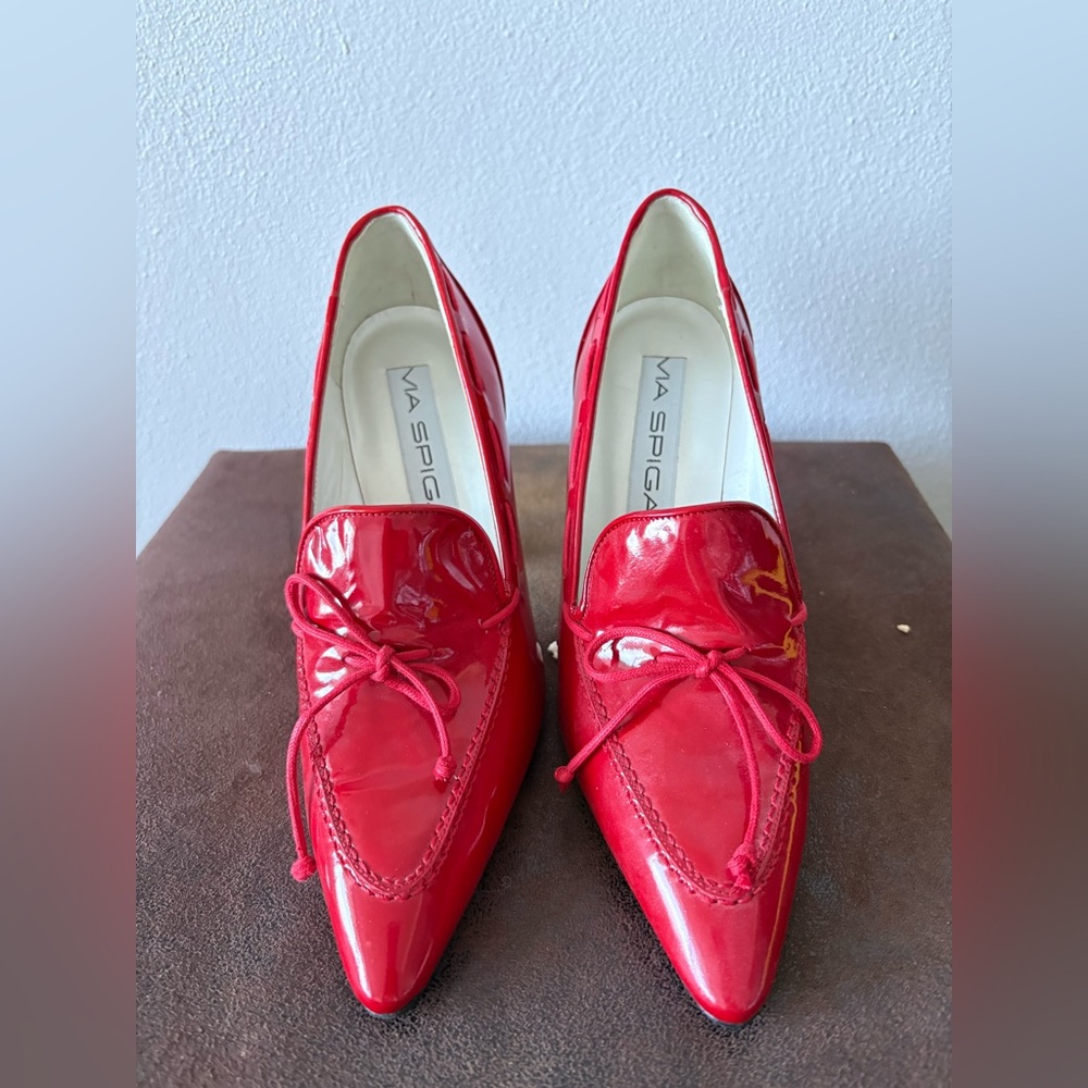 Via Spiga Red Patent Leather heeled Loafers